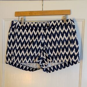 J. Crew Navy & White Chevron Print Shorts, Sz 4
